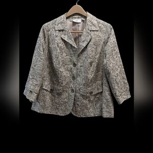 Vintage Studio Works Linen Sage Green Paisley Print Blazer- Size 1X